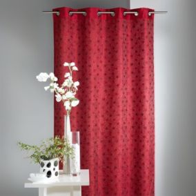 Rideau ameublement en Shantung doublé Fantaisie (130x250 cm - Rouge)