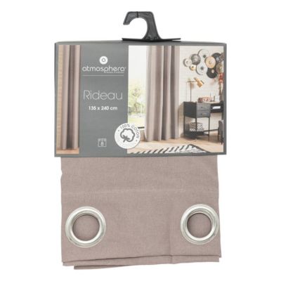 Rideau Anjali en coton & métal 135x240cm gris clair - Atmosphera