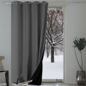 Rideau anti-froid doublé polaire (140x300 cm - Gris anthracite)