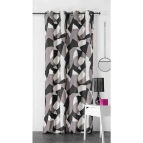 Rideau Art deco "CAMO" - 145x240cm - Gris