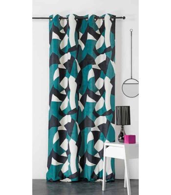 Rideau Art deco "CAMO" - 145x280cm - Bleu pétrole
