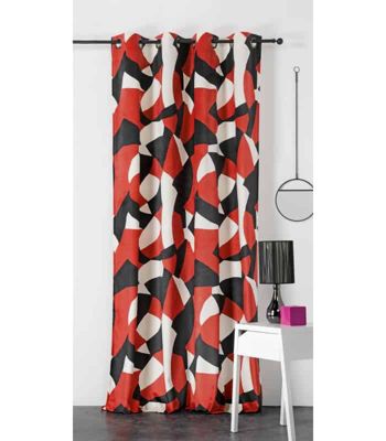 Rideau Art deco "CAMO" - 145x280cm - Rouge