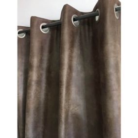 Rideau aspect faux cuir usé chocolat - 140x260cm - Chocolat