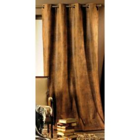 Rideau aspect faux cuir usé marron - 140x260cm - Marron clair