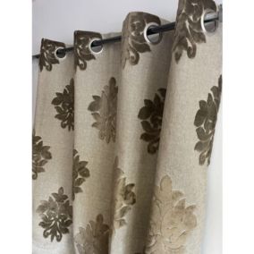 Rideau aspect lin esprit baroque - 140x260cm - Taupe