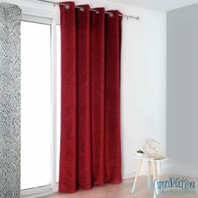 Rideau Aspect Velours Uni (140x245 cm - Rouge)