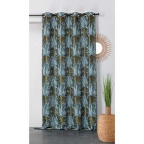 Rideau Bali Motif Feuillage - 135 x 245 cm - Bleu ciel