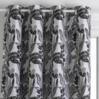 Rideau Bejuco à motifs jacquard - à oeillets - noir 140x260 cm - Atmosphera