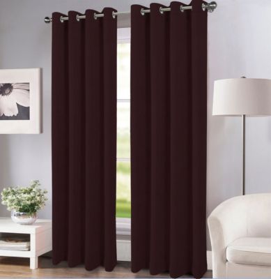 Rideau côtelé isolant thermique à oeillets bordeaux L.260 x l.140cm