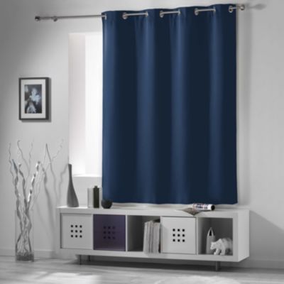 Rideau court obscurcissant 90 % adapté radiateur (135x180 cm - Bleu Marine)
