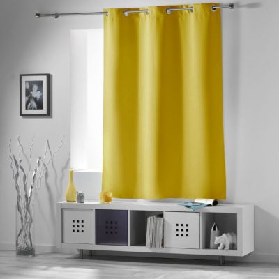 Rideau court obscurcissant 90 % adapté radiateur (135x180 cm - Jaune moutarde)