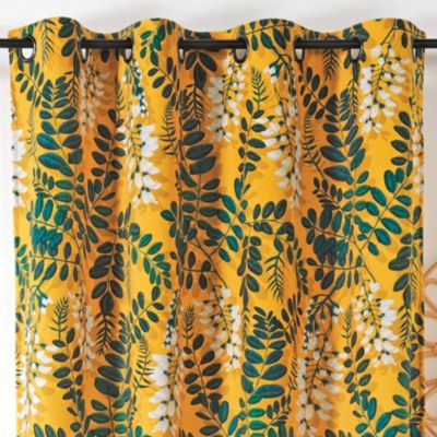 Rideau d'ameublement aux feuilles d'acacia (145x270 cm - Jaune)