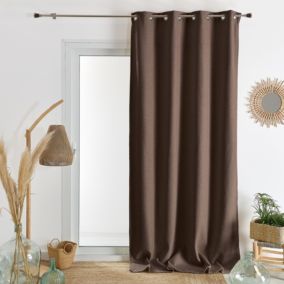 Rideau d'ameublement en flanelle (140x260 cm - Marron Foncé)