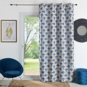 Rideau d'ameublement en jacquard (140x260 cm - Bleu)