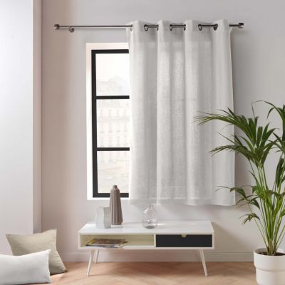 Rideau d'ameublement en poly/coton recyclé (135x180 cm - Blanc)