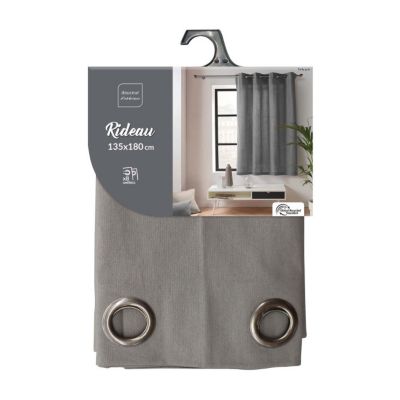 Rideau d'ameublement en poly/coton recyclé (135x180 cm - Gris)