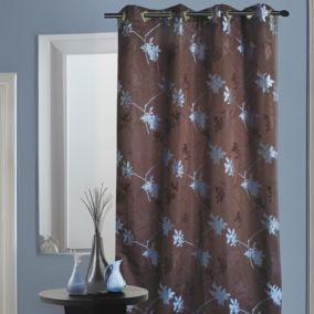 Rideau d'Ameublement à Jacquard Floral (135x260 cm - Marron chocolat)