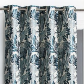 Rideau d'ameublement jacquard Tissia (140x260 cm - Bleu Canard)