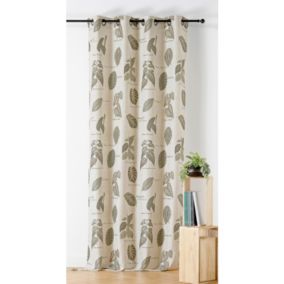 Rideau d'ameublement motifs feuillages "Calathea" 145x260cm - 145x260cm - Ecru