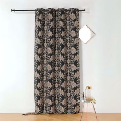 Rideau d'ameublement motifs floraux (140x245 cm - Noir)