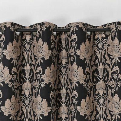 Rideau d'ameublement motifs floraux (140x245 cm - Noir)