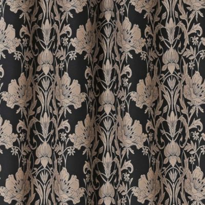 Rideau d'ameublement motifs floraux (140x245 cm - Noir)