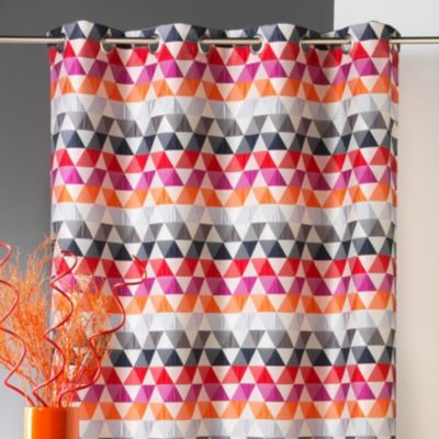Rideau d'ameublement motifs triangles (140x260 cm - Orange)
