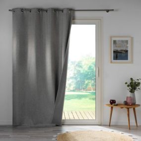 Rideau d'ameublement uni 100% occultant (140x260 cm - Gris clair)