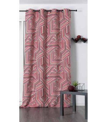 Rideau déco motif rayures rouge - 135x250cm - Rouge