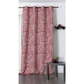 Rideau déco motif rayures rouge - 135x250cm - Rouge