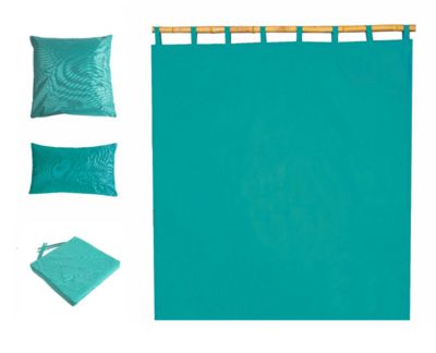 Rideau d'extérieur imperméable bleu turquoise L.240 x l.140cm Deco&co