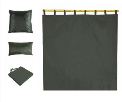 Rideau d'extérieur imperméable noir L.240 x l.140cm Deco&co