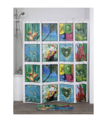 Rideau De Douche Transparent 180x220 Cm En EVA Avec Aimants - Motif Galets 3D Anti-Moisissure + 12 Anneaux