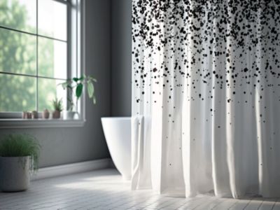 Rideau de douche, 180x200 cm, noir et blanc, Dotty