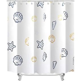 Rideau de douche 80 x 180 cm - Motif monde marin - Ourlet lesté - Anti-moisissure - Imperméable - Lavable - En polyester - Avec œ
