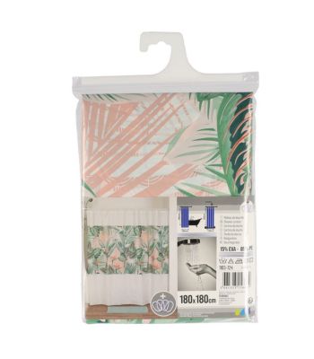 Rideau de douche avec anneaux inclus 180 x 180 cm déco Oiseaux de paradis