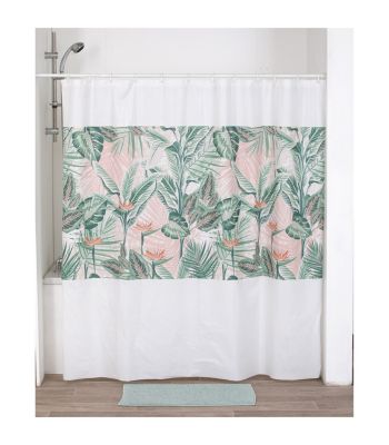 Rideau de douche avec anneaux inclus 180 x 180 cm déco Oiseaux de paradis