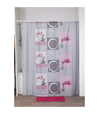 Rideau de douche avec anneaux inclus 180 x 200 cm déco Naia