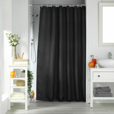 Rideau de douche avec crochets 180 x 200 cm jacquard uni Quartz Noir ...
