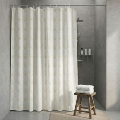 Rideau de douche blanc et or Mazu 180 x 200 cm GoodHome