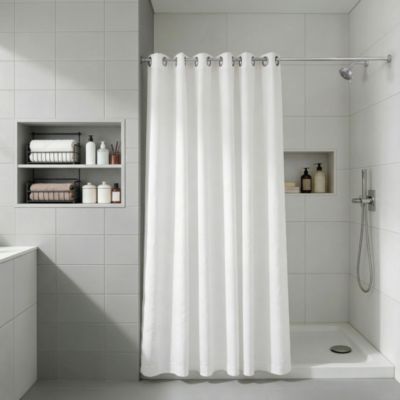 Rideau de douche blanc Graphene 180 x 200 cm GoodHome