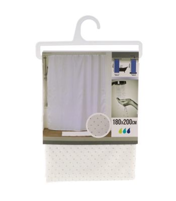 Rideau de douche Blanc & Strass Argent 180 x 200 cm