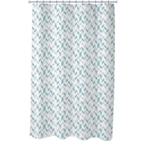 Rideau de douche bleu et blanc en polyester Scandi