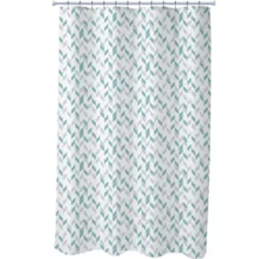 Rideau de douche bleu et blanc en polyester Scandi