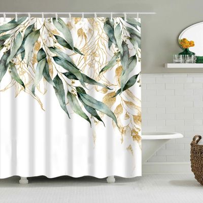 Rideau de douche Branche d'or de feuille d'eucalyptus