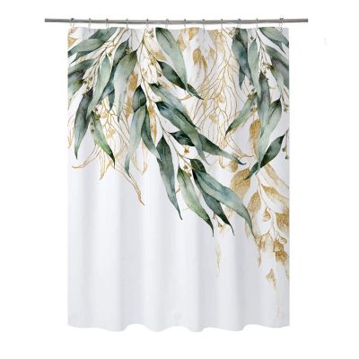 Rideau de douche Branche d'or de feuille d'eucalyptus