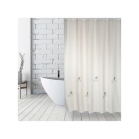 Rideau de douche Coton  Polyester TULIP 180x200cm QUALITE PREMIUM Beige  Anneaux inclus MSV