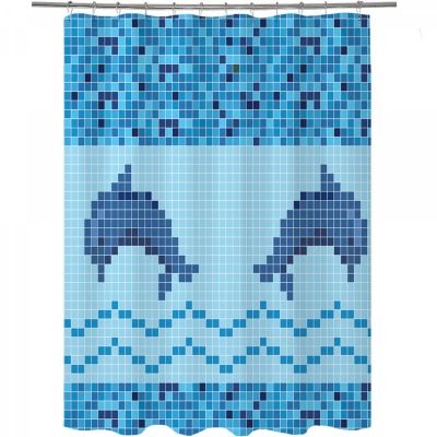 Rideau de douche dauphin en mosaïque océan, 100 cm x 180 cm