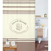 Rideau de douche en textile marron 180 x 200 cm Mosaïque