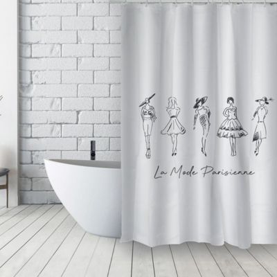 Rideau de douche Français Polyester 180x200cm DEMOISELLES Noir  Blanc MSV